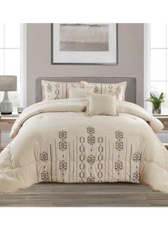 Buy COMFY 6 PC EMBROIDERY COTTON SOFT KINGSIZE COMFORTER SET CREAM in UAE