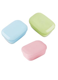 Buy Portable Bar Soap Case, Travel Soap Container with Lid, Leakproof Soap Box with Perforations, Soap Dishes for Traveling, Camping, Gym, 3 Pcs, Blue, Green, Pink in UAE