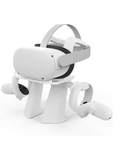 اشتري Compatible with Quest 2 Stand, Upgraded Heavier VR Headset Display Stand Holder and Controller Mount Station for Quest 2/Quest 1/Rift/Rift S and Touch Controllers Accessories (White) في السعودية