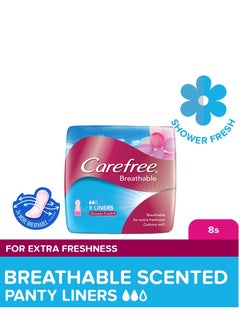 Buy Breathable Panty Liners Cottony Soft For Extra Freshness Shower Fresh Scent - 8 Liners in UAE