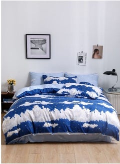 Buy Bedding Set Without Filler illustrated Reversible Night Clouds Design Bedding Set Blue Color. in UAE