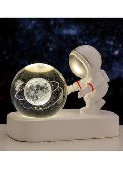 Buy 3D crystal Ball night light ,crystal glass Ball light with LED base astronaut design,Office home decor craft gifts in Saudi Arabia