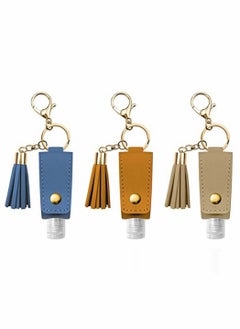 Buy 3 Pcs 30ml Refillable Bottle Keychain Portable Squeeze Bottle Reusable Travel Bottle with PU Leather Cover, Funnels, Hook for Outdoor Trip Shopping School in UAE