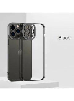 Buy Luxury Plating Transparent Lens Protection Cover Silicon For iPhone 13 Pro Black in UAE