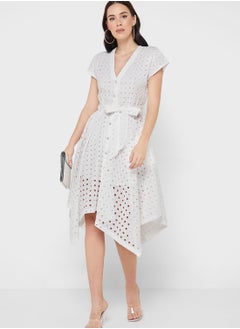 Buy Openwork Asymmetrical Hem Dress in UAE