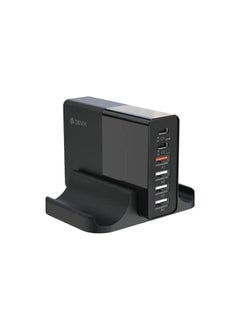 اشتري شاحن من ماركة devia, تصميم متعدد المنافذ C-USBعدد 2 بقدرة 65 واط USB 0.QC3 عدد 2 Ag- USB U عدد 2 بقوة 1 امبير, مناسب لشحن اجهزة اللابتوب والماك بوك. في السعودية