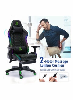 اشتري Gaming Chair with LED RGB Lights and Footrests Ergonomic Computer Chair High Back Video Game Chair with Adjustable Lumbar Support Attached Armrests Black في السعودية