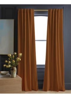 Buy Velvet Curtains Soft Fabric 1Piece Brown-140x280 in Egypt