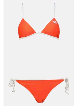 Buy Women 2 Pieces Set Plain Bikini Top And Bottom, Scarlet Red in UAE