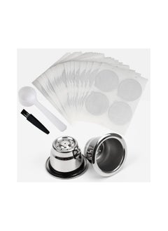 اشتري Reusable Espresso Capsules, Stainless Steel Refillable Coffee Pods  Filters, Compatible for Nespresso Original Line Machines with Aluminum Foil Seals Stickers Lids (2 Cups+100 Lids) في الامارات