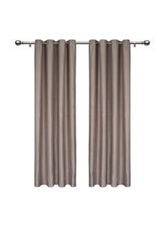 Buy 2-Piece Otis Embossed Blackout Curtain Set, Taupe - 140x240 cm in UAE