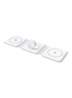 Buy 3 in 1 Wireless Charger Compatible with iPhone 11/12/13/14 Magnetic Foldable Charging Station Fast Wireless Charging Pad White Color in UAE