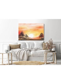 Buy Landscape with trees and sunset Printed canvas wall art in Egypt