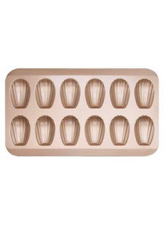 اشتري Madeleine Mold Cake Pan, 12-Cavity Non-Stick Spherical Shell Madeline Bakeware for Oven Baking (Gold) في السعودية