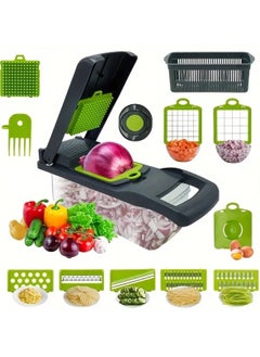 اشتري Vegetable Chopper,16pcs/set Multifunctional Fruit And Vegetable Slicer, Cutter With Container, Onion Mincer Chopper, Kitchen Gadget For Restaurant في الامارات