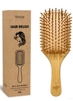 Buy Glowudz Natural Bamboo Hair Brush Detangling Head Relaxing Massage Comb in UAE