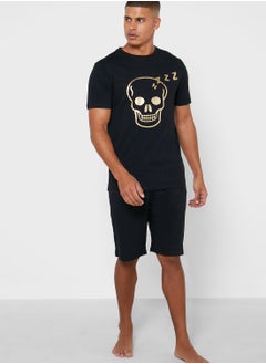 Buy Metallic Skull Shorts Pyjama Set in Saudi Arabia