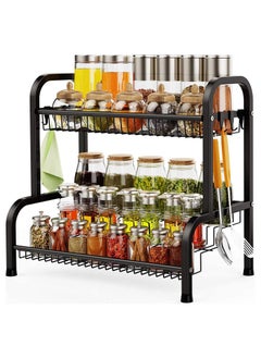 اشتري Countertop Spice Rack Organizer, 2 Tier Spice Rack Storage Rack Seasoning Storage Rack, Large Capacity Storage Rack with Non-Slip Feet, Suitable for Kitchen Countertop, Cabinet, Bathroom في السعودية