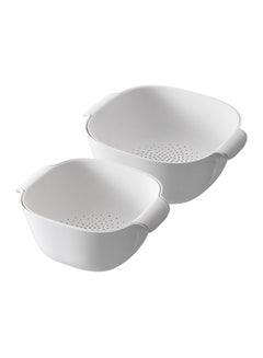 Buy Large and Small Kitchen Colander Set Fruits Vegetables Washing Bowl 2 in 1 Double Layered Plastic Food Strainer Basket for Spaghetti Berry Salads Pasta BPA Free in UAE