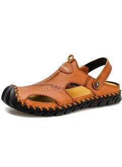 Buy Men's Dual Purpose Breathable Casual Hollowed Out Cowhide Sandals in Saudi Arabia