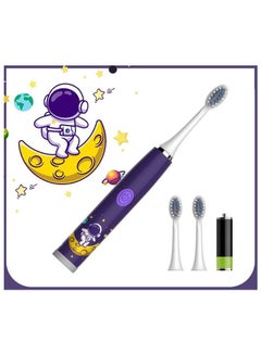 Buy Astronaut Electric Children's Toothbrush Super Soft Waterproof Teeth Cleaning Artifact Battery Powered (3 Heads) in UAE