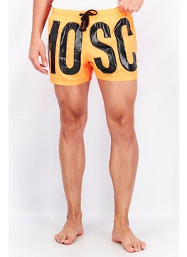 Buy Men Drawstring Brand Logo Swim Short, Neon Orange in UAE