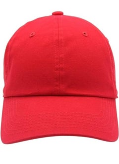 Buy 100% Cotton Red Baseball Dad Cap - Adjustable Size Hat for Running, Workouts, and Outdoor Activities - Baseball Cap for Men and Women in UAE