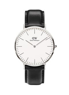 اشتري Daniel Wellington Classic Sheffield White Dial Men's Waterproof Quartz DW Watch with Black Leather Strap -40mm DW00100020 في السعودية