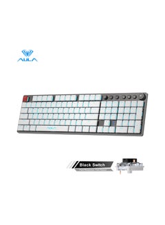 Buy Black Switch Low Profile NKRO Mechanical Keyboard with Ice Blue Backlight Media Control 104-Key Slim Keycaps Tri-Mode Wireless/Bluetooth/ USB Type-C Wired PC Keyboard for Mac Windows iOS Android Game in UAE