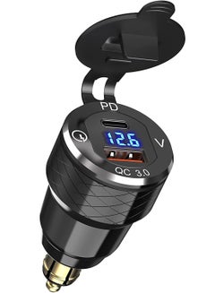 اشتري USB 30W PD3.0 Fast Charger Din to USB 18W QC3.0 Power Outlet Aluminum Voltmeter for 12V-24V Motorcycle and More European Style Motorcycles في الامارات