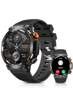 Buy Smart Watch for Men,with Bluetooth Call and Message Reminder, 450mAh Military Smartwatch Heart Rate Blood Oxygen Sleep Monitor Step Counter,1.46" HD Waterproof Outdoor Smart Watches Black in UAE