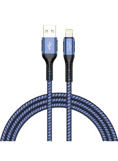Buy Brave 30W USB to Lightning Nylon Braided Data Cable 3.1A Fast Charging Charger for iPhone 14 Pro Max, iPhone 13 12 11 Pro Max Mini XS Plus 1.2m (Blue) in UAE