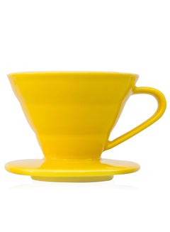 Buy V60 Ceramic Dripper 1-2 Cup Made of High Fired Ceramic Material Pour Over Coffee Maker Slow Brewing Home Office Cafe Strong Flavour Brewer Yellow Size 01 in Saudi Arabia