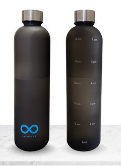 اشتري Water Bottle, Lifestyle, Gym, 1L/32 OZ, Leakproof, BPA free, Non-Toxic, Tritan Plastic, Motivational Time Stamps For Sports Activities, Outdoor And Travel (Black) في الامارات