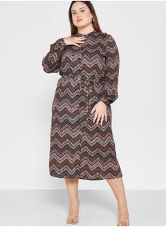 Buy Printed Tie Detail Dress in UAE