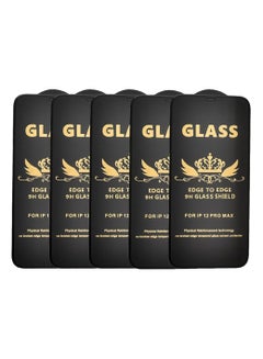 Buy G-Power 9H Tempered Glass Screen Protector Premium With Anti Scratch Layer And High Transparency For Iphone 12 Pro Max Set Of 5 Pack 6.7" - Black in Egypt
