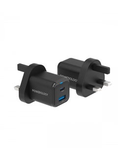 Buy Powerology Super Compact Quick Charger With Braided USB-C To Lightning Cable 1.2m-Black in UAE