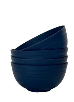 Buy Wheat Straw Bowl Set Of 4 - 800 ml | Unbreakable Serving Bowl, Microwave Safe Bowl For Kitchen, Freezer & Dishwasher | Ideal For Snacks, Rice, Salad, And Noodles - Navy Blue - Pack of 4 in UAE