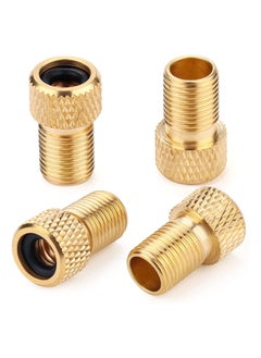 اشتري Presta Valve Adapter for Air Compressor, Convert to Schrader Brass Bikes, Inflate Tire by Standard Pump or Compressor - Built-in sealing ring effortless pumping (4 Pack) في السعودية