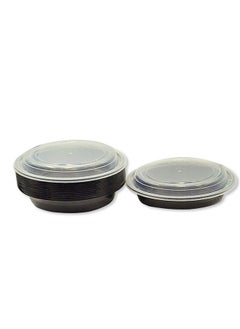 Buy Microwave Container Black Round With Lid 37 Ounces Pack of 12 Pieces. in UAE