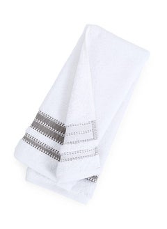 Buy Matuok Hand Towel, White & Grey - 550 GSM, 50x80 cm in UAE