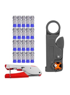 Buy Coaxial Cable Connector, Enhanced Coaxial Compression Tool Kit - Professional Coax Cable Crimper with Wire Stripper, Ideal for RG6 and RG59 Connectors in UAE