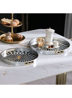 Buy Elizabeth 2-Piece Serving Tray L:42X4.2X42Cm, S:36X4.2X36Cm in UAE