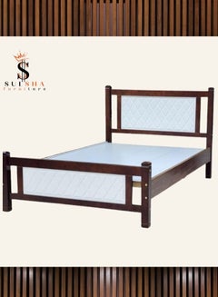 Buy Modern Heavy Duty Solid Wooden Queen Size Bed 150x190 Cm With Medical Mattress in UAE