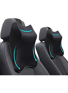 اشتري Car Seat Headrest Neck Rest Cushion - Ergonomic Car Neck Pillow Durable 100% Pure Memory Foam Carseat Neck Support - Comfty Car Seat Back Pillows for Neck/Back Pain Relief (Black 2pcs) في السعودية