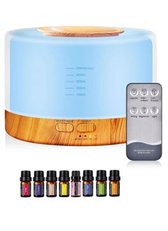 اشتري TYCOM Essential Oil Diffuser, Remote Control Essential Oil Diffuser with Color Lights and Timer, Cool Mist Humidifier with Auto Shut-off Function, Ultrasonic Oil Diffuser for Home Office (WOOD GRAIN) في الامارات