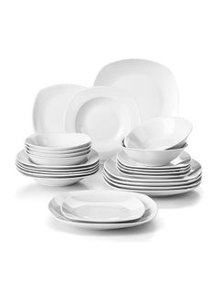 Buy 24Piece Dinner Sets White Porcelain Plate Set With 6Piece Cereal Bow/Dinner Plate/Dessert Plate/Soup Plate Service For 6 in Egypt