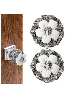 اشتري Door Knob Covers 2 Pcs, Cute Black Floral Door Knob Protector, Soft Round Knob Covers, Crash Pad Floral Decor for Door Reusable Door Handle Cover with Sponge Washable Decorative Door Handle Cushion في السعودية