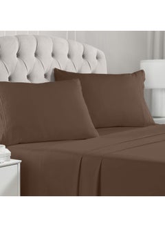 اشتري Bed Sheet Set - Brushed Microfiber 1800 Bedding - Wrinkle  Fade  Stain Resistant - 4 Piece  King  Brown في الامارات