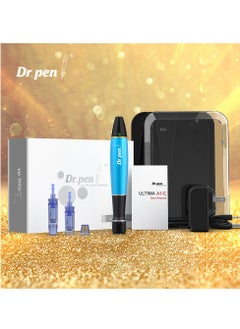 Buy Dr. Pen Ultima A1-W Professional Microneedling Pen, Wireless Electric Skin Repair Tool Kit with 10 PCS Replacement Needles Cartridges(12-Pin )，Electric Auto Ultima A1 Face Massage Derma Pen Blue/Black 10cm in Saudi Arabia